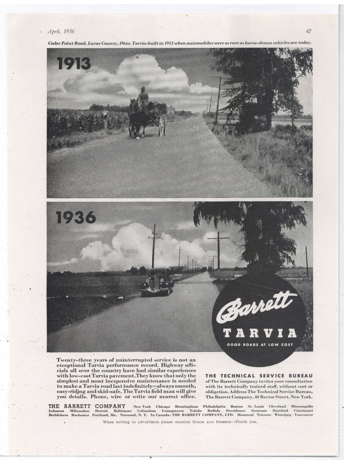 1936 Tarvia Ad: Cedar Point Road, Lucas County OhiO 1913 & 1936 Pictures 1936 Tarvia Ad: Cedar Point Road, Lucas County OhiO 1913 & 1936 Pictures
