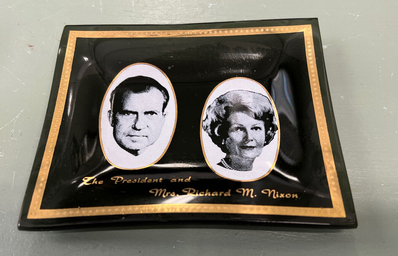 Vintage President Nixon & Wife Ashtray Candy Dish Trinkets by Houze Art USA