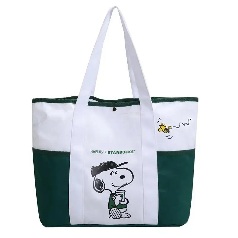 2025 New Starbucks Snoopy Tote Bag Shoulder Bag WHITE/GREEN Color-Free Shipping 2025 New Starbucks Snoopy Tote Bag Shoulder Bag WHITE/GREEN Color-Free Shipping