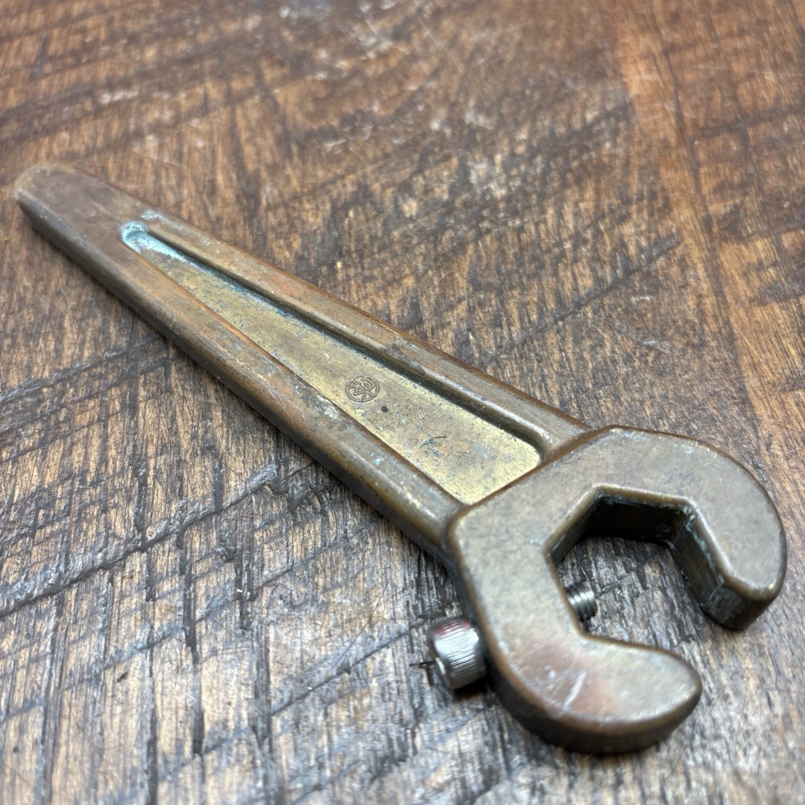 Vintage All Solid Brass Non Sparking Gas Wrench With Locking Screw Vintage All Solid Brass Non Sparking Gas Wrench With Locking Screw