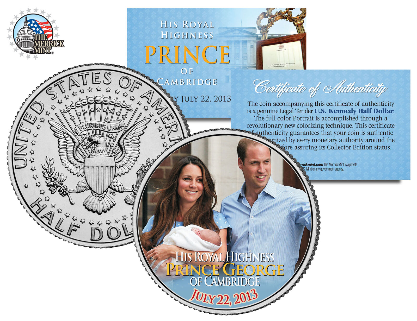 ROYAL BABY *Prince George of Cambridge* William & Kate JFK Half Dollar US Coin