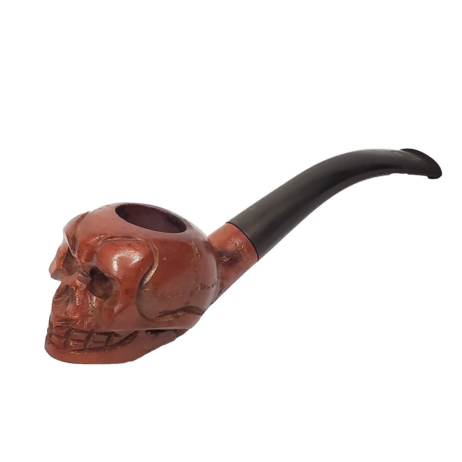 Vintage Goth Skull Smoking Tobacco Pipe Briar Wood Italy Imported Hand Carved