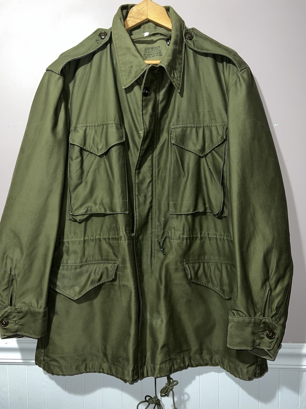 VINTAGE M-1951 OG 107 SATEEN FIELD JACKET US ARMY DATED 1954 medium