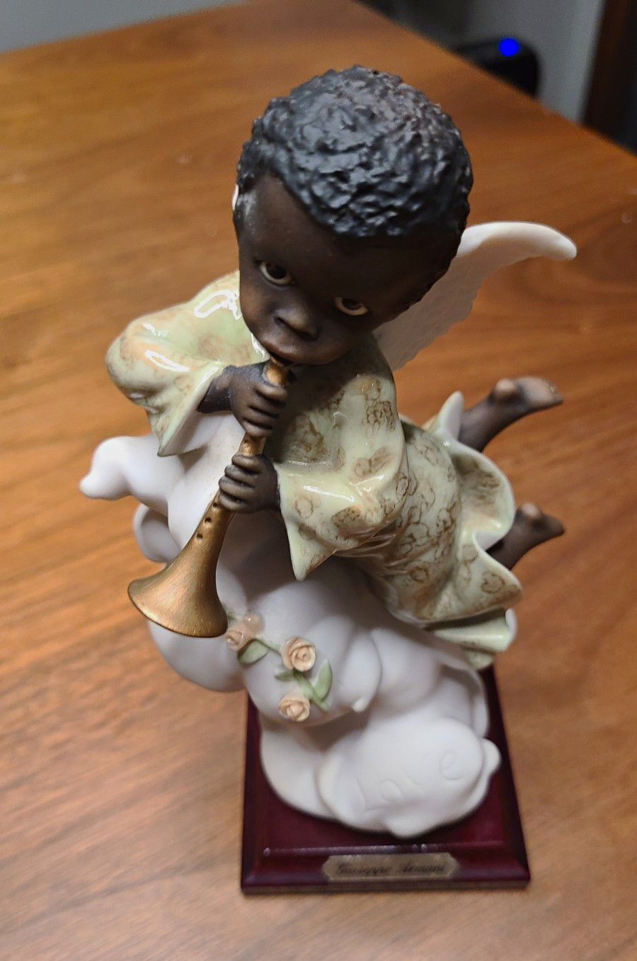 Giuseppe Armani Angel with Horn #0774C Figurine Florence Italy Black Cherub Love Giuseppe Armani Angel with Horn #0774C Figurine Florence Italy Black Cherub Love