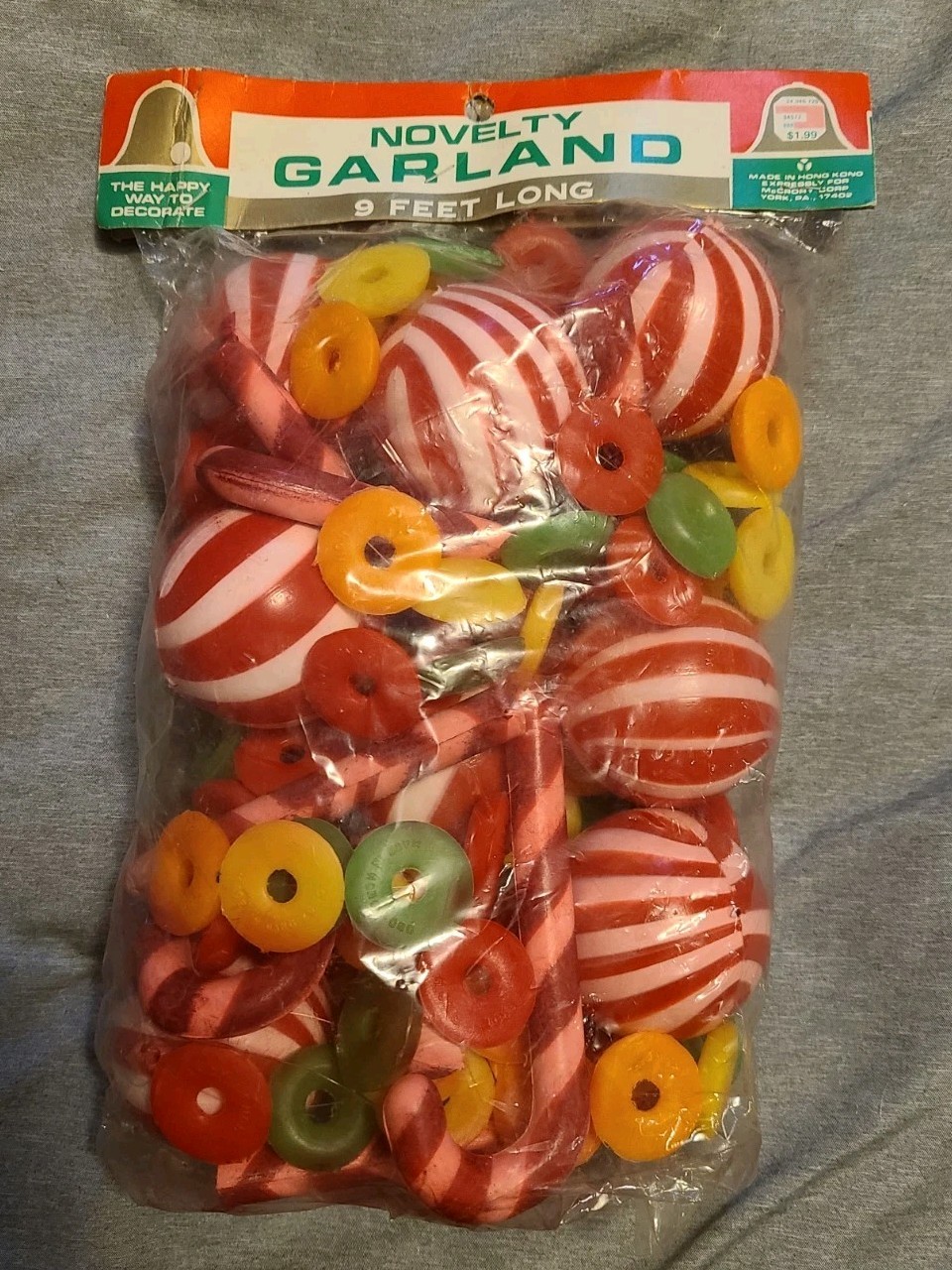 Vintage Blow Mold Christmas Candy Tree Garland McCrory Novelty Peppermint, Cane