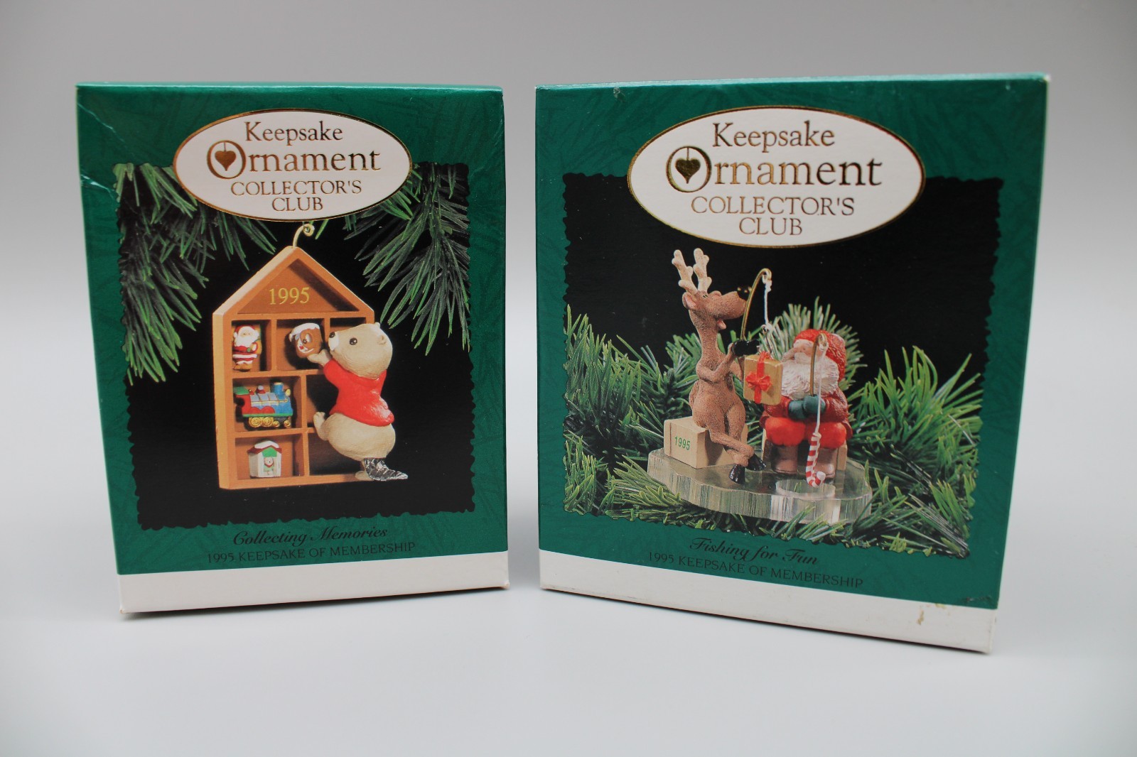 Hallmark Keepsake Club 1995 Collecting Memories & Fishing For Fun New ornaments