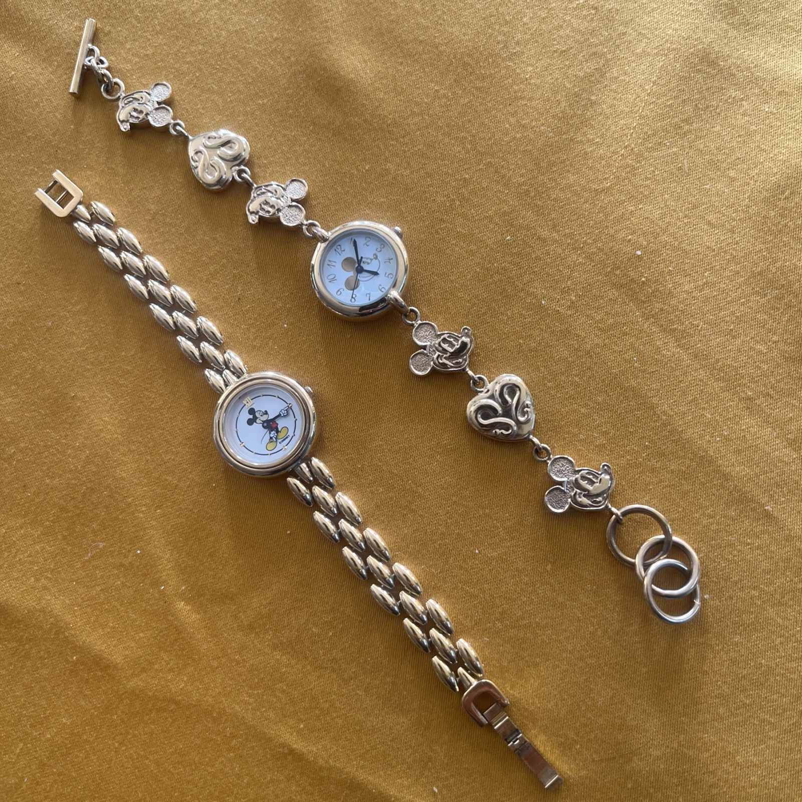 Vintage Disney Mickey Mouse Gold-Tone Watch Collection – 2 Piece Lot Vintage Disney Mickey Mouse Gold-Tone Watch Collection – 2 Piece Lot