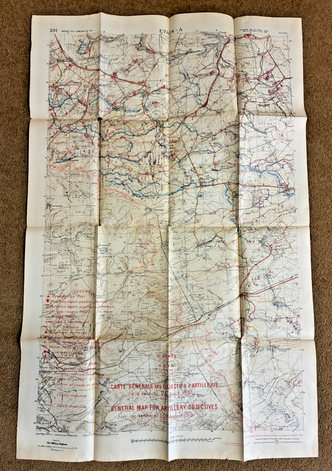 WWI Artillery Objective Maps Verdun-B & Etain-A 29th Engineers 44 x 28" WWI Artillery Objective Maps Verdun-B & Etain-A 29th Engineers 44 x 28"
