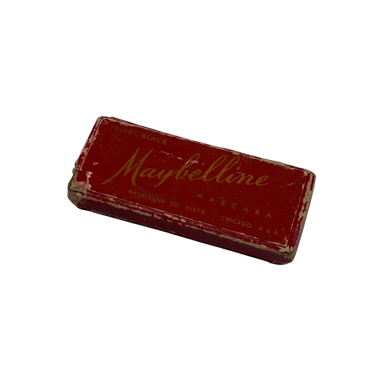 Vintage 1930s Maybelline Velvet Black Mascara Brush Original Red Box Vintage 1930s Maybelline Velvet Black Mascara Brush Original Red Box