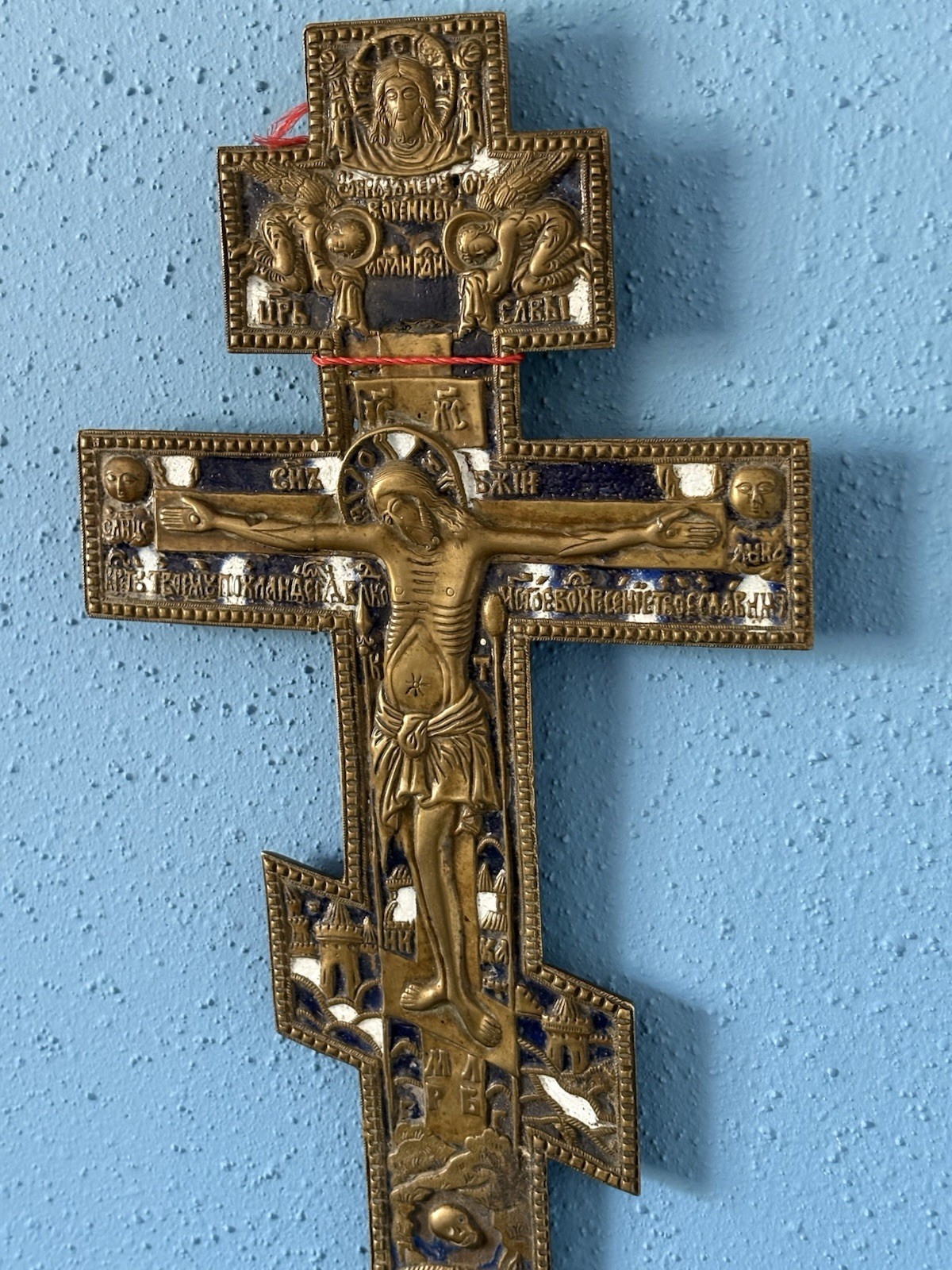 Cross "The Crucifixion" with two-color enamel, Russian Empire, 19th century