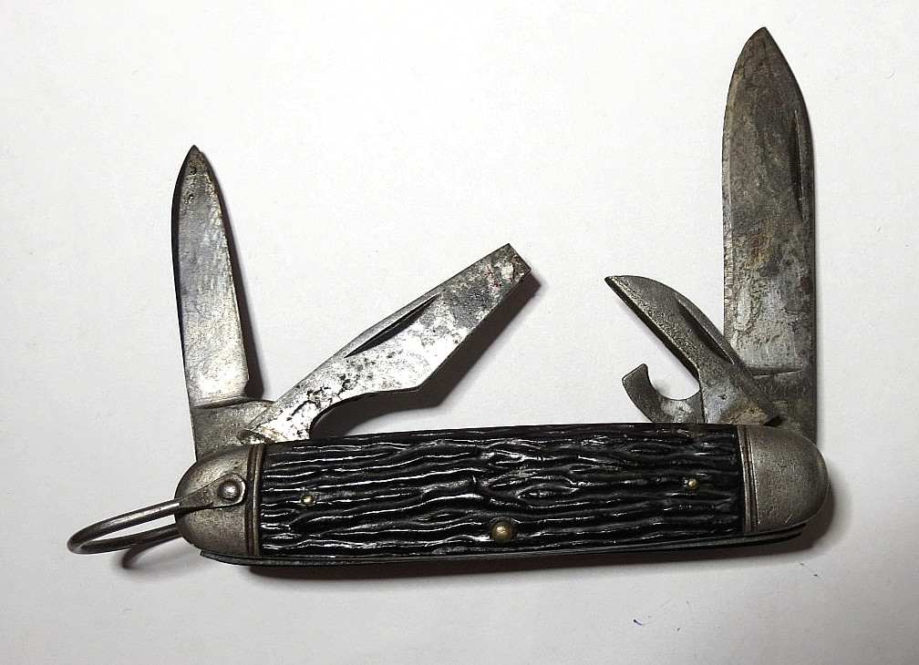 VTG USA 1945-1983 BOKER SCOUT CAMP CAMPER 4-BLADES FOLDING USED POCKET KNIFE