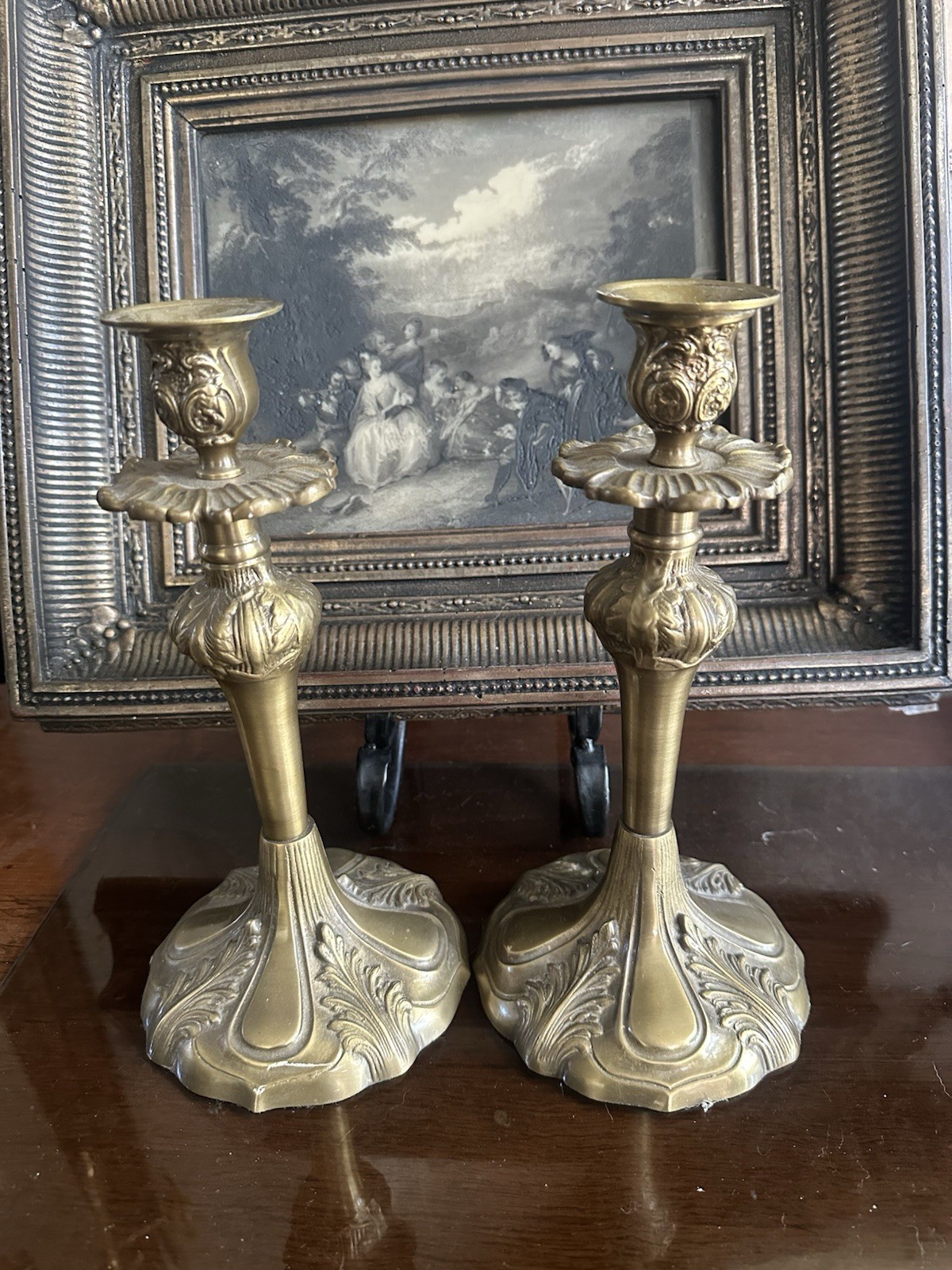 Vintage Candle Holder BAROQUE  STYLE ALTAR  Bronze French heavy 10tall