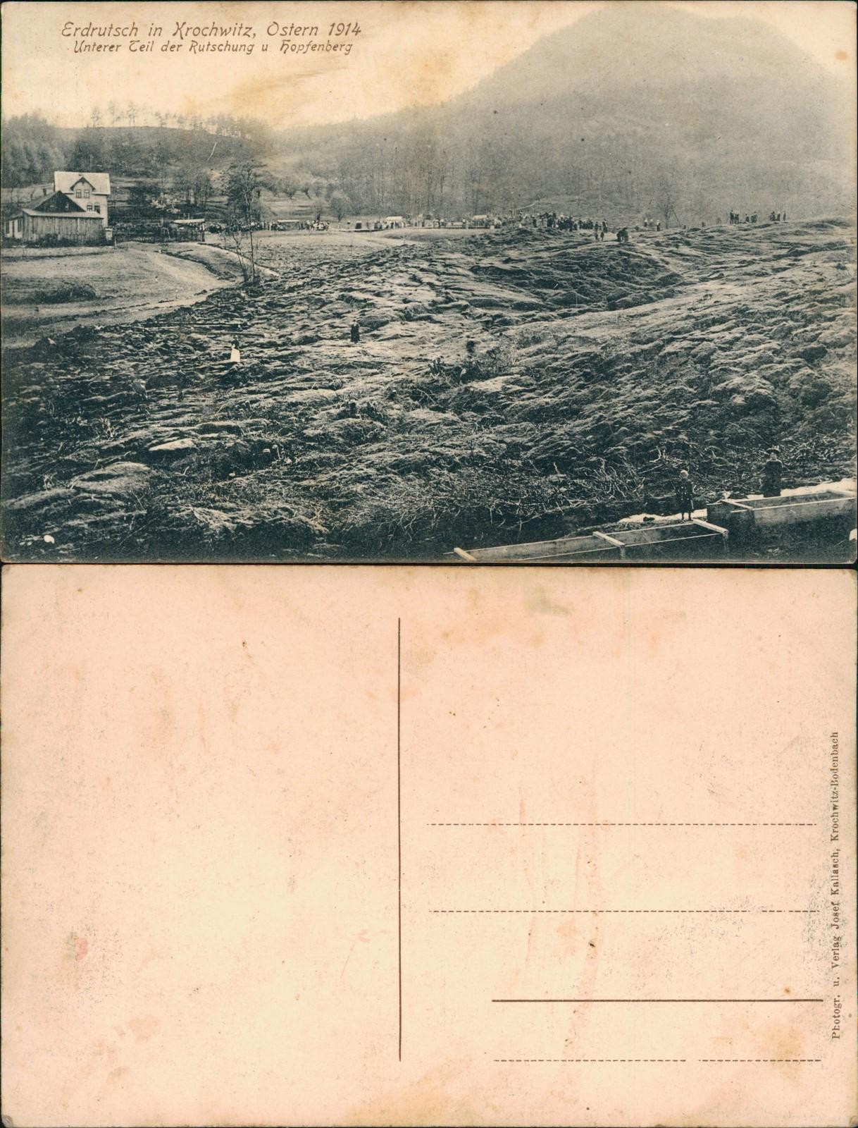 Krochwitz-Schönborn-Tetschen-Bodenbach Decín landslide Easter Hopfenberg 1914