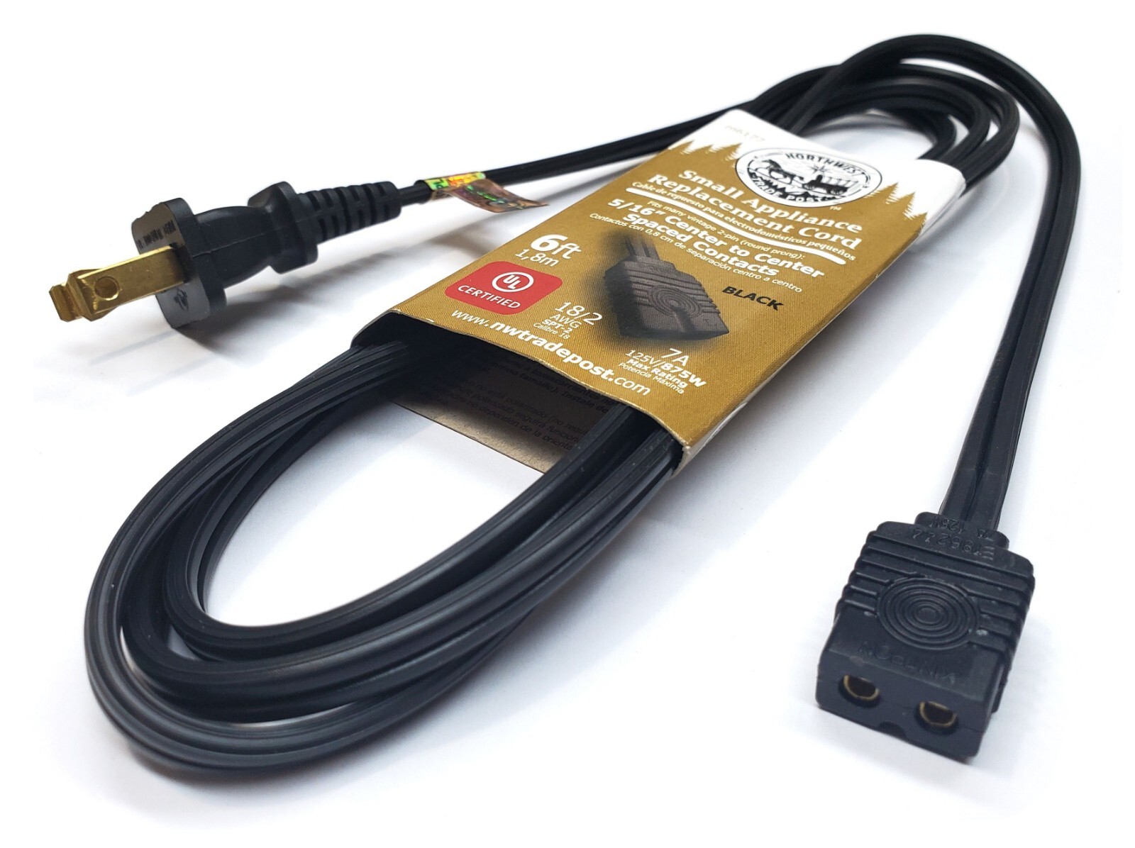 Replacement 6ft Power Cord for Vintage Solid State TV Stereo Radio 2-Prong Pin Replacement 6ft Power Cord for Vintage Solid State TV Stereo Radio 2-Prong Pin
