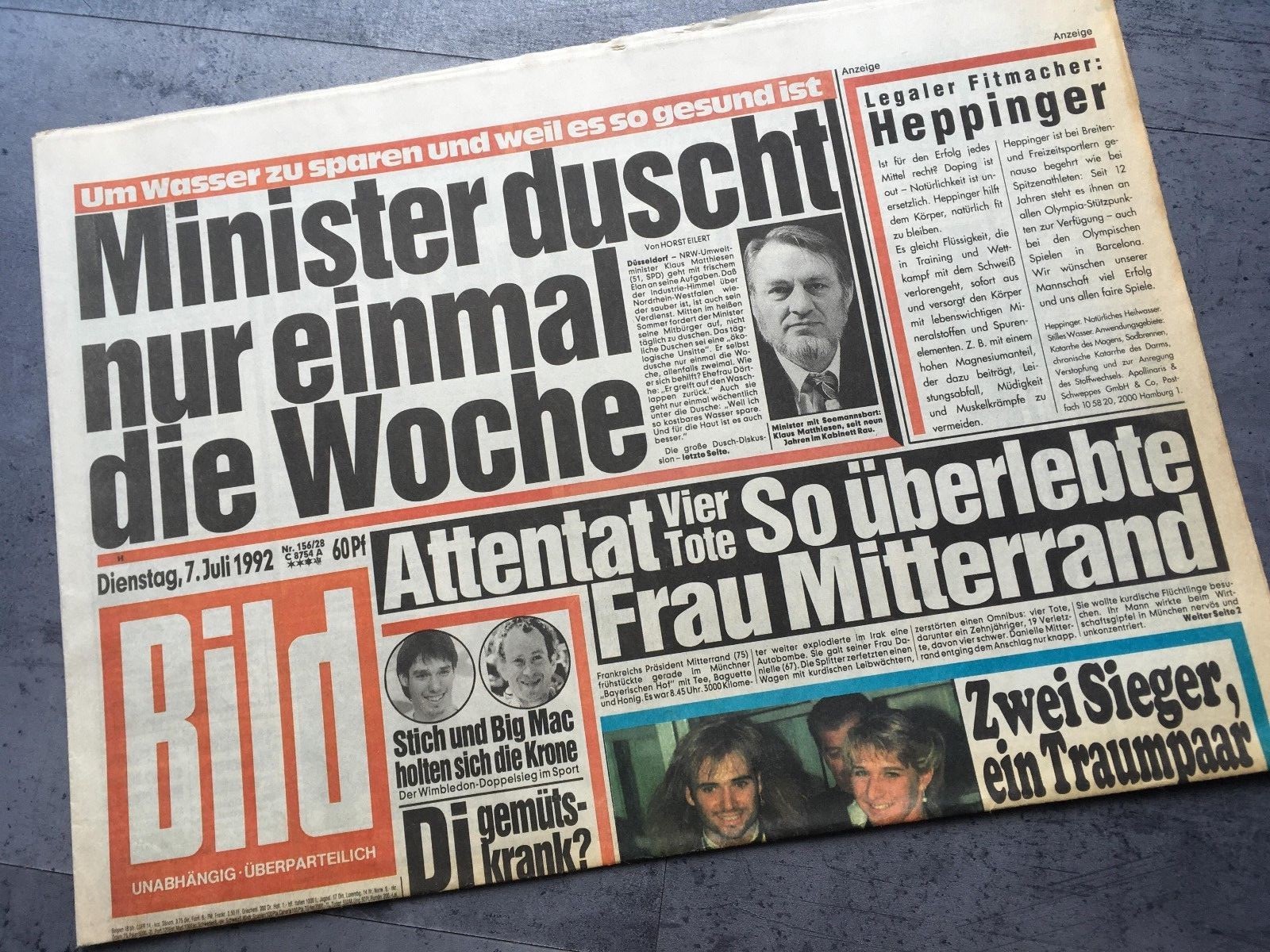Bild newspaper 7.7.1992 Bildzeitung 07.07.1992 July gift birthday