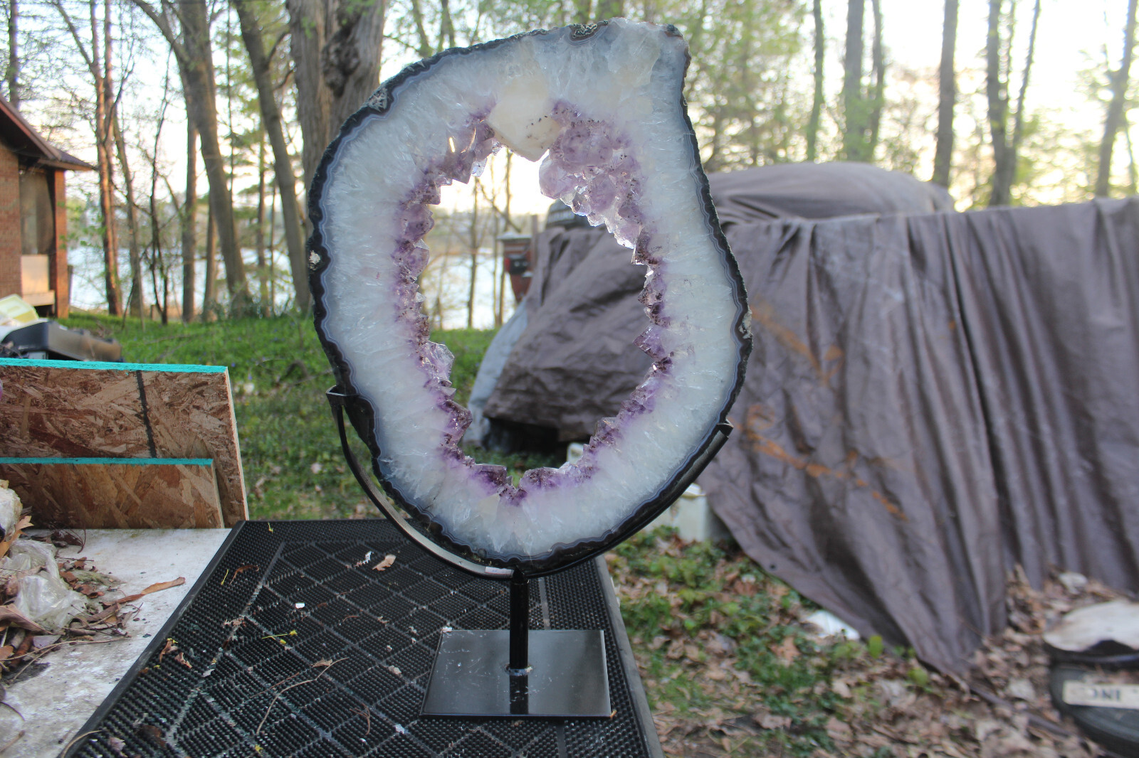 Tall 21.0" Very Beautiful Very Excellent Quality Amethyst Geode Slice/Ring Tall 21.0" Very Beautiful Very Excellent Quality Amethyst Geode Slice/Ring
