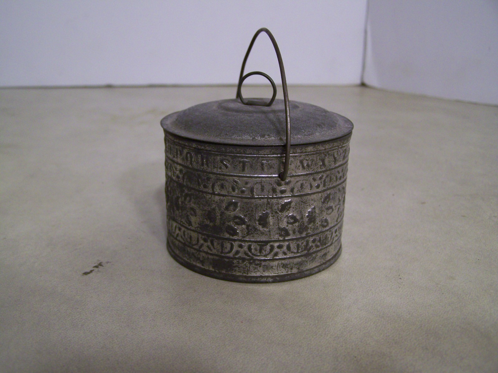 Antique Candy Pail Early Tin Candy Container ABC's and Berries Antique Candy Pail Early Tin Candy Container ABC's and Berries
