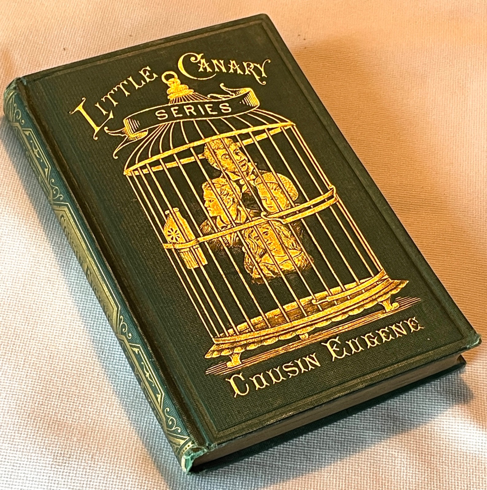 Rare First Edition Antique Childrens Book 1873 Little Canary Gilt Birdcage Decor