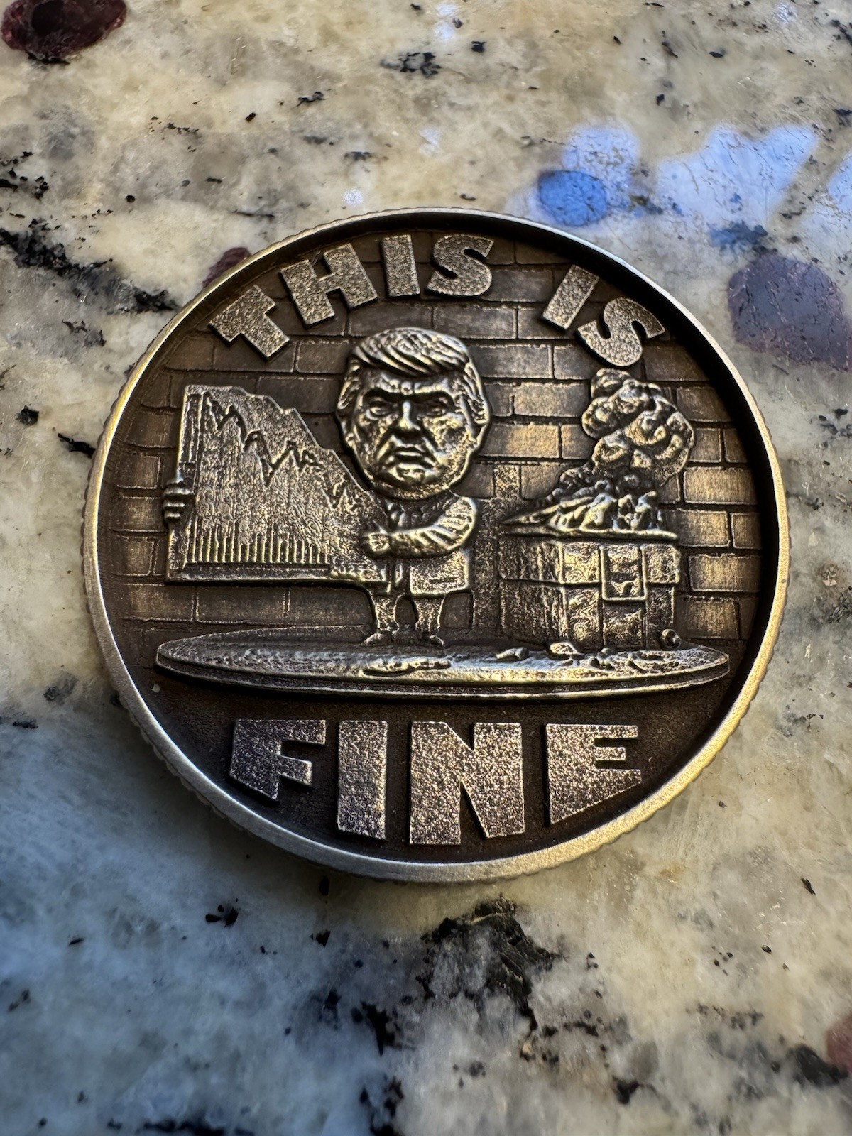 This is fine Donald Trump Brass EDC Challenge Coin 50mm One side Engraved This is fine Donald Trump Brass EDC Challenge Coin 50mm One side Engraved