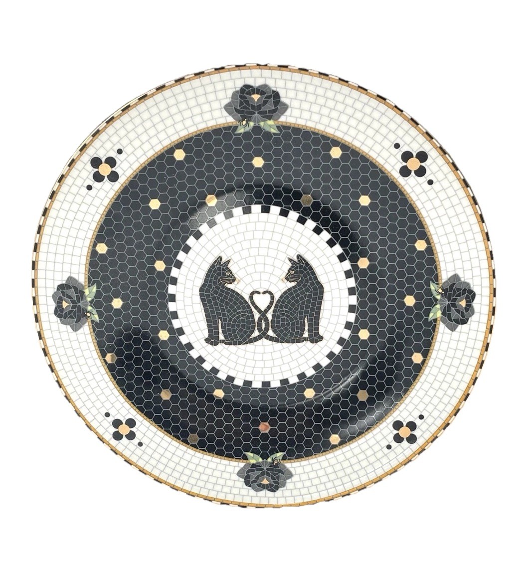 Anthropologie Halloween Bistro Tile BLACK CATS 8.25” Salad/Dessert Plate NEW b Anthropologie Halloween Bistro Tile BLACK CATS 8.25” Salad/Dessert Plate NEW b