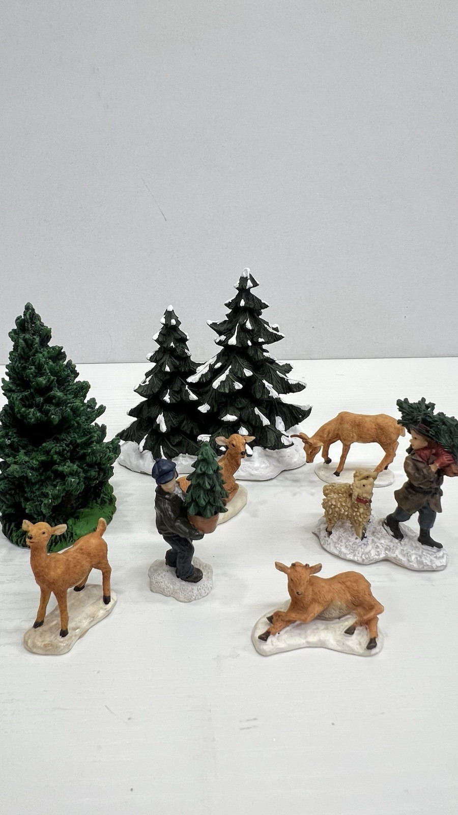 Lemax & O’Well Resin Vintage Village Winter Scene With Deer & Trees Lot Of 8 Lemax & O’Well Resin Vintage Village Winter Scene With Deer & Trees Lot Of 8