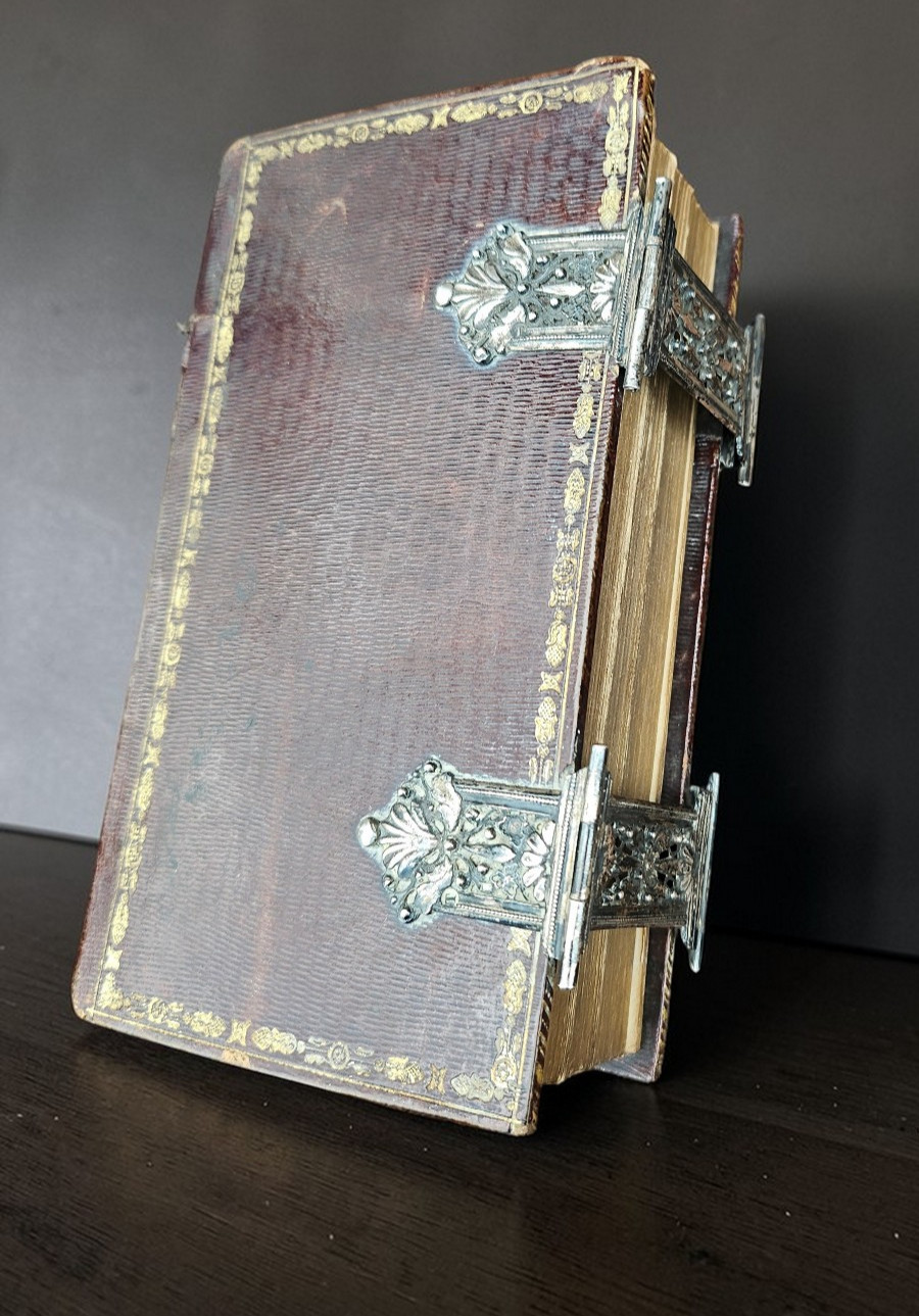 Antique 19thc dutch Bible Leather with Silver clasps 1851 Antique 19thc dutch Bible Leather with Silver clasps 1851