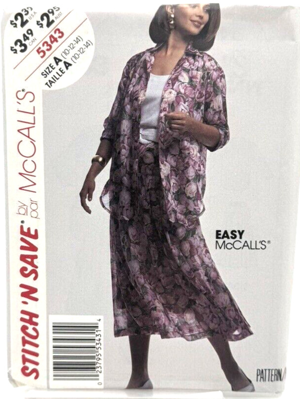 Rare McCall's Easy Stitch 'N Save Pattern #5343 - Shirt, Top & Skirt - (10-14) Rare McCall's Easy Stitch 'N Save Pattern #5343 - Shirt, Top & Skirt - (10-14)