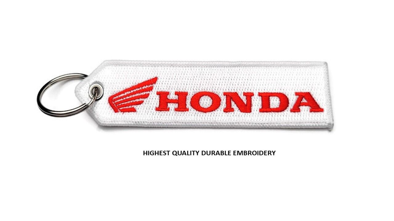 Honda Motorcycle ATV SXS Outboard Double Sided Embroidered Keychain Key Tag FOB 