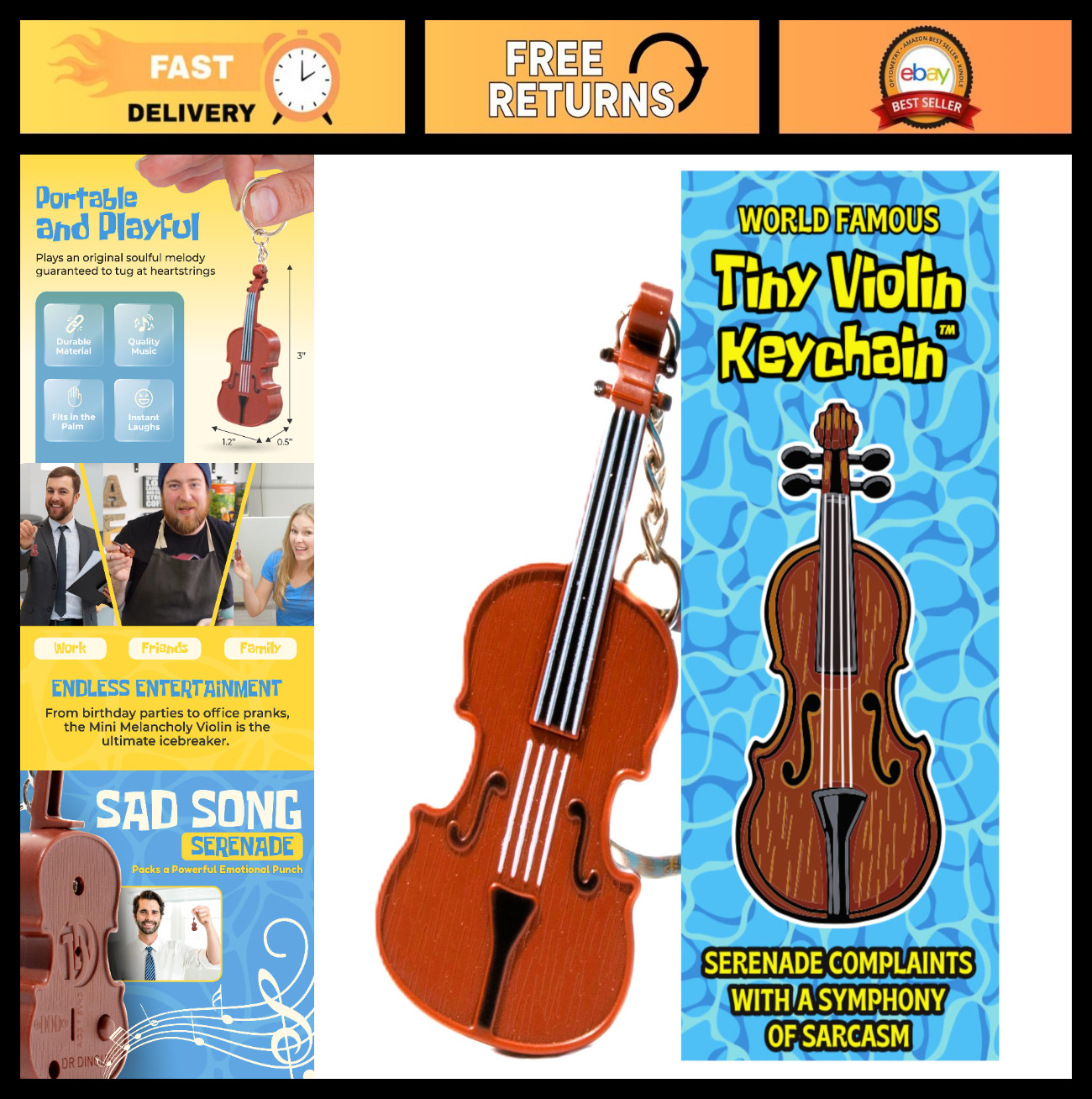 Miniature Violin Toy | Plays Sad SpongeBob Music | Perfect Gift for Fans Miniature Violin Toy | Plays Sad SpongeBob Music | Perfect Gift for Fans