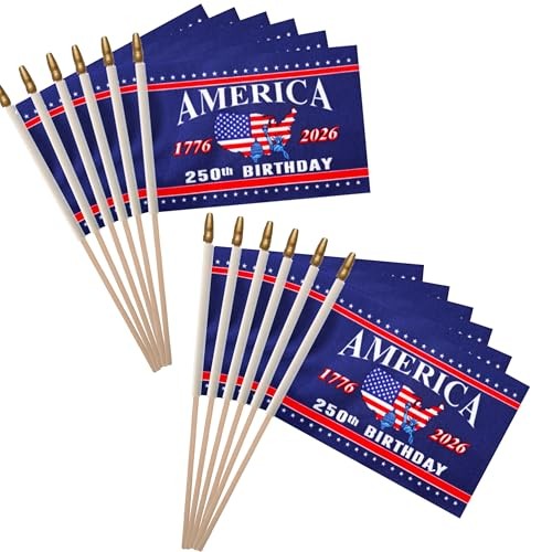 12 Pcs 250th Anniversary USA Flag - Small Mini 250 Years Flags 12 Pcs 250th Anniversary USA Flag - Small Mini 250 Years Flags