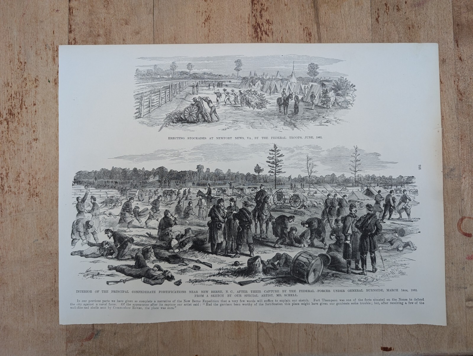 Destruction Of Confederate Privateer Nashville Engraving 19th Century Book Plate