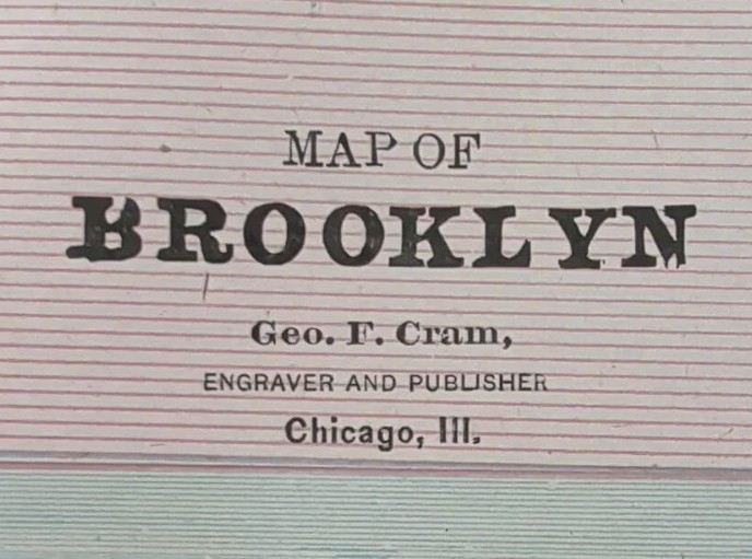Vintage 1887 BROOKLYN NEW YORK Map 13"x10" ~ Old Antique Original FLATBUSH