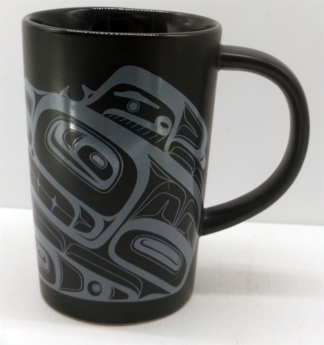 Native Home Mug HAIDA Design Matte Black Canada Indigenous Art 5" Tall Xclnt