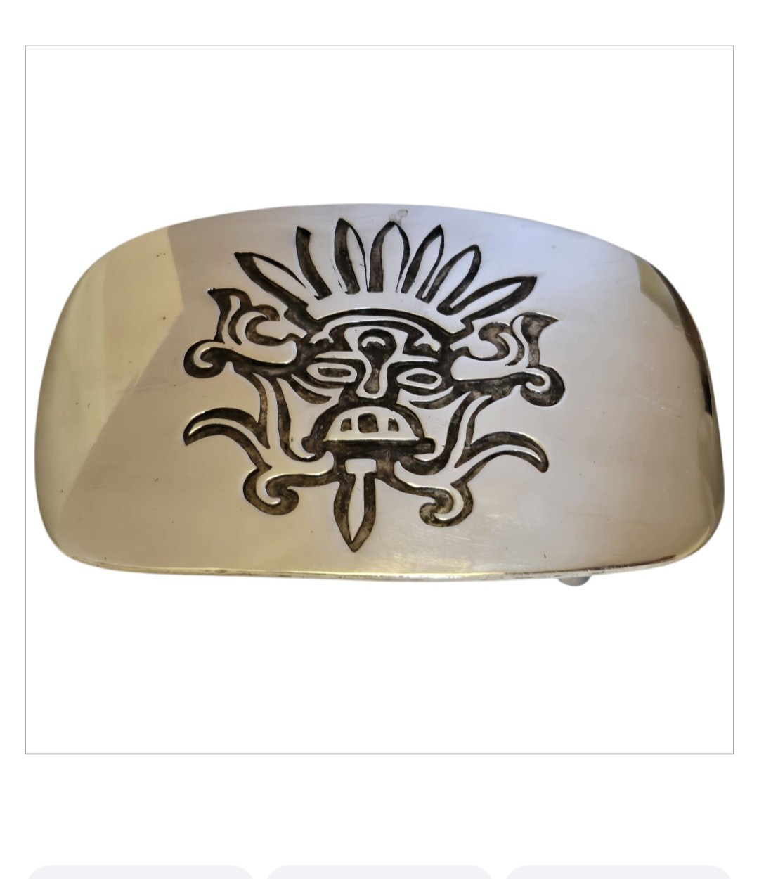 108.5gr Hernandez Taxco Mexico Sterling Silver Aztec Warrior Buckle 108.5gr Hernandez Taxco Mexico Sterling Silver Aztec Warrior Buckle