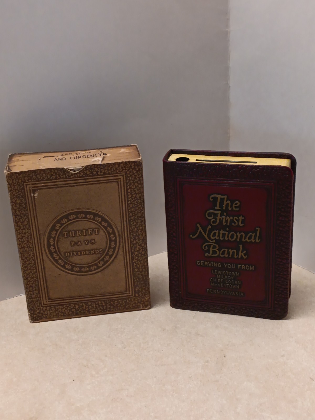 RARE 1923 Book of Thrift Coin Bank w/ Slipcase First National Bank Lewistown PA RARE 1923 Book of Thrift Coin Bank w/ Slipcase First National Bank Lewistown PA