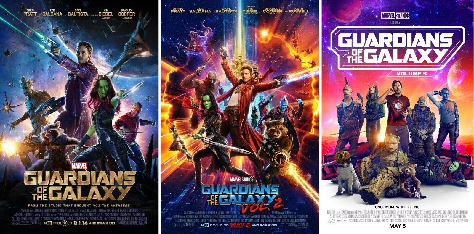 Marvel's GUARDIANS OF THE GALAXY: Volume 1 2 3 Movie Poster Trilogy Set of 3 NEW