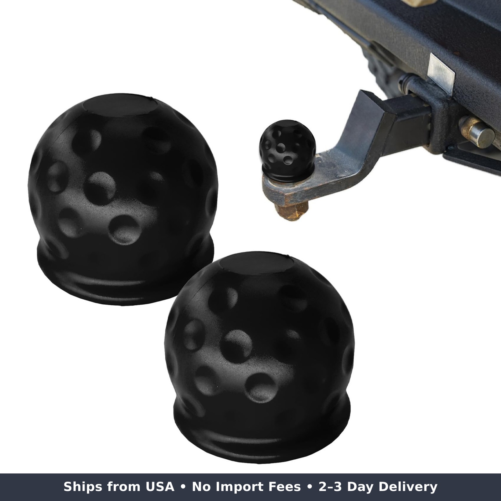 2 Pcs Hitch Ball Protective Cover Waterproof Black 2 Pcs Hitch Ball Protective Cover Waterproof Black