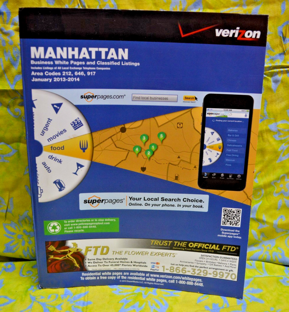Verizon Superpages Manhattan Business White Pages 2013 2014 NYC Directory Verizon Superpages Manhattan Business White Pages 2013 2014 NYC Directory