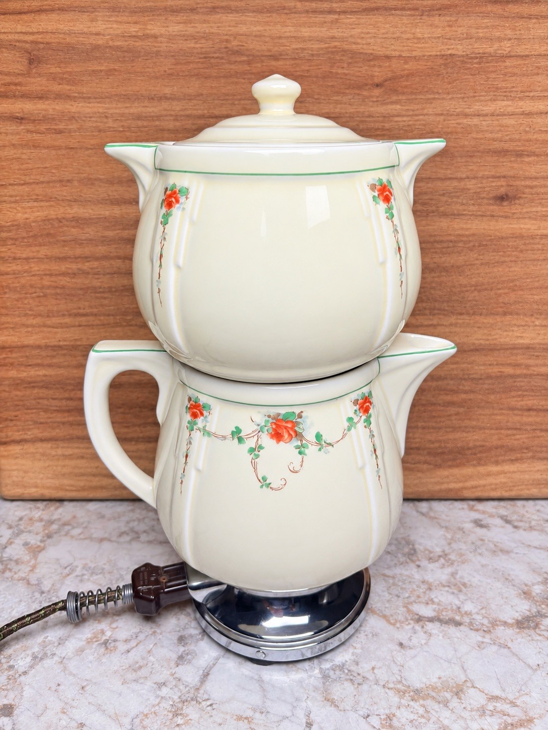 Antique Royal Rochester Electrodrip 0996-A Porcelain Coffee Maker Tested Heats Antique Royal Rochester Electrodrip 0996-A Porcelain Coffee Maker Tested Heats