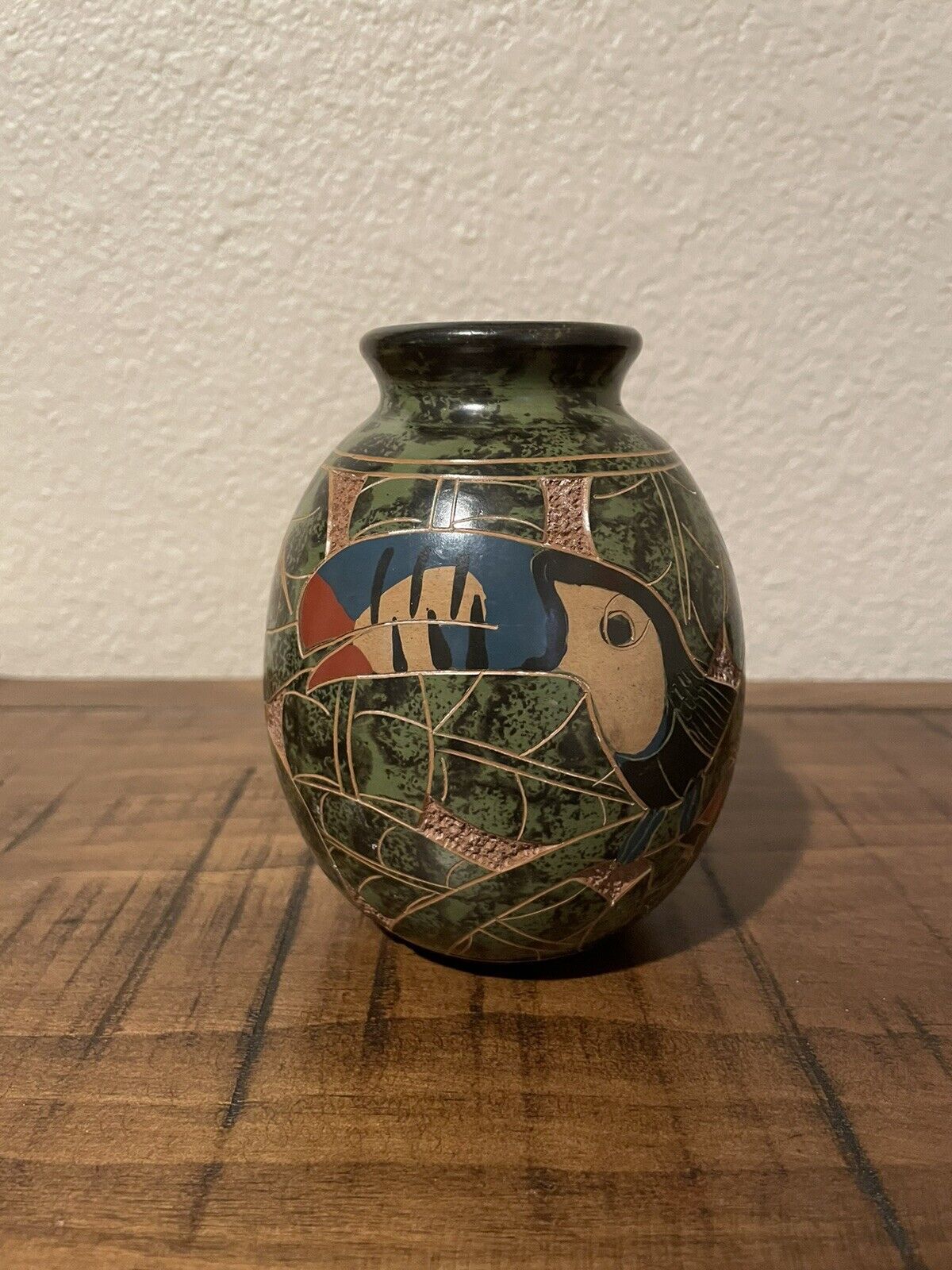 Hand Carved and Painted Nicaraguan Art Pottery Signed by Artist