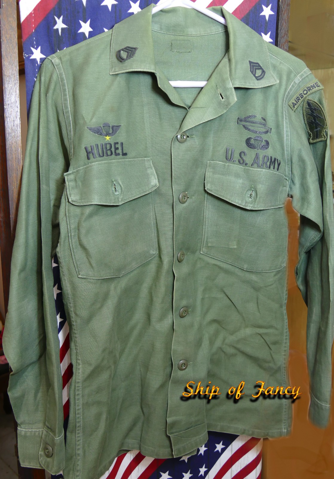 Authentic Vietnam War Sgt 1st Class 5th Special Forces Group, ID'd Fatigue Shirt Authentic Vietnam War Sgt 1st Class 5th Special Forces Group, ID'd Fatigue Shirt