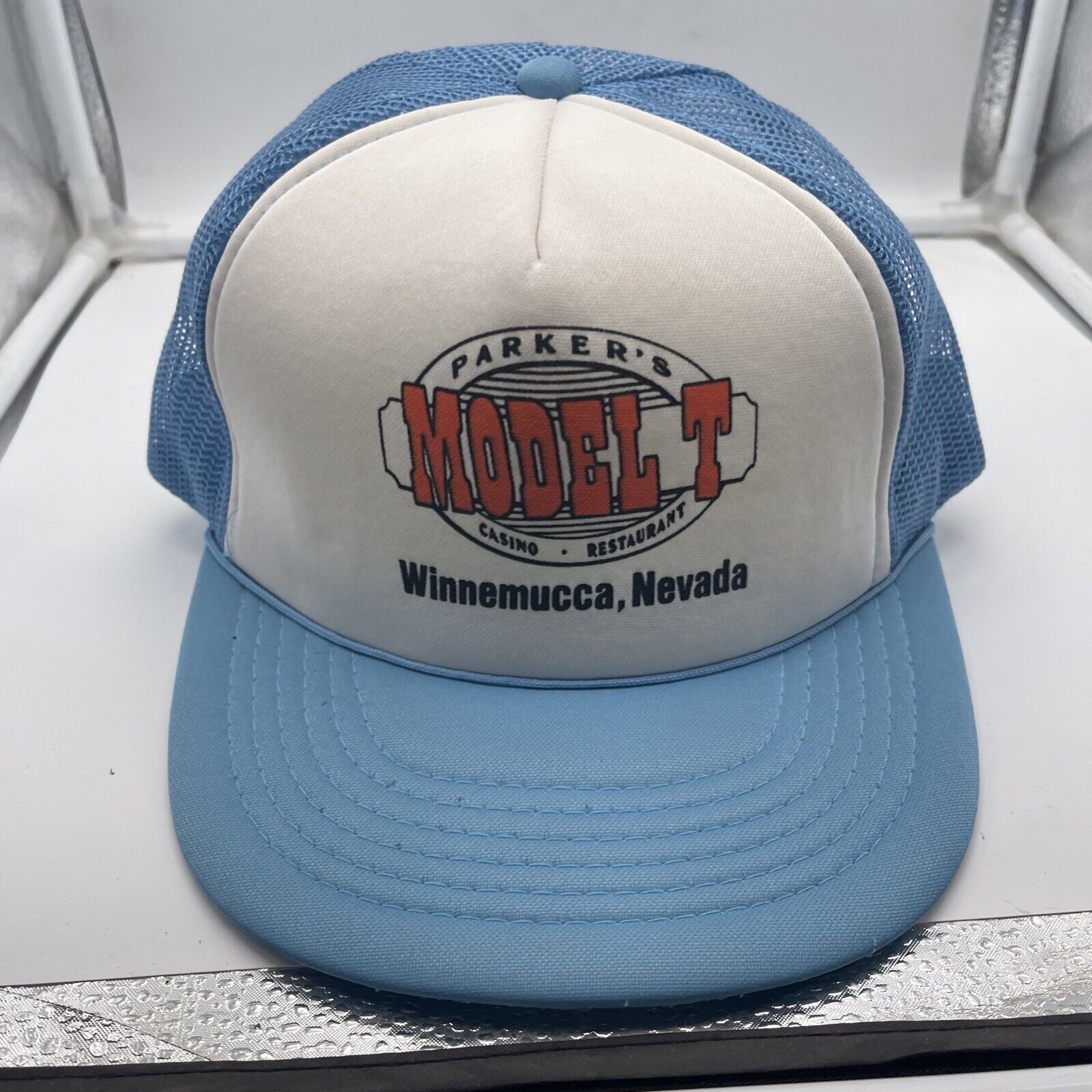 Vintage Parker’s Model T Blue White Color Trucker Hat Casino