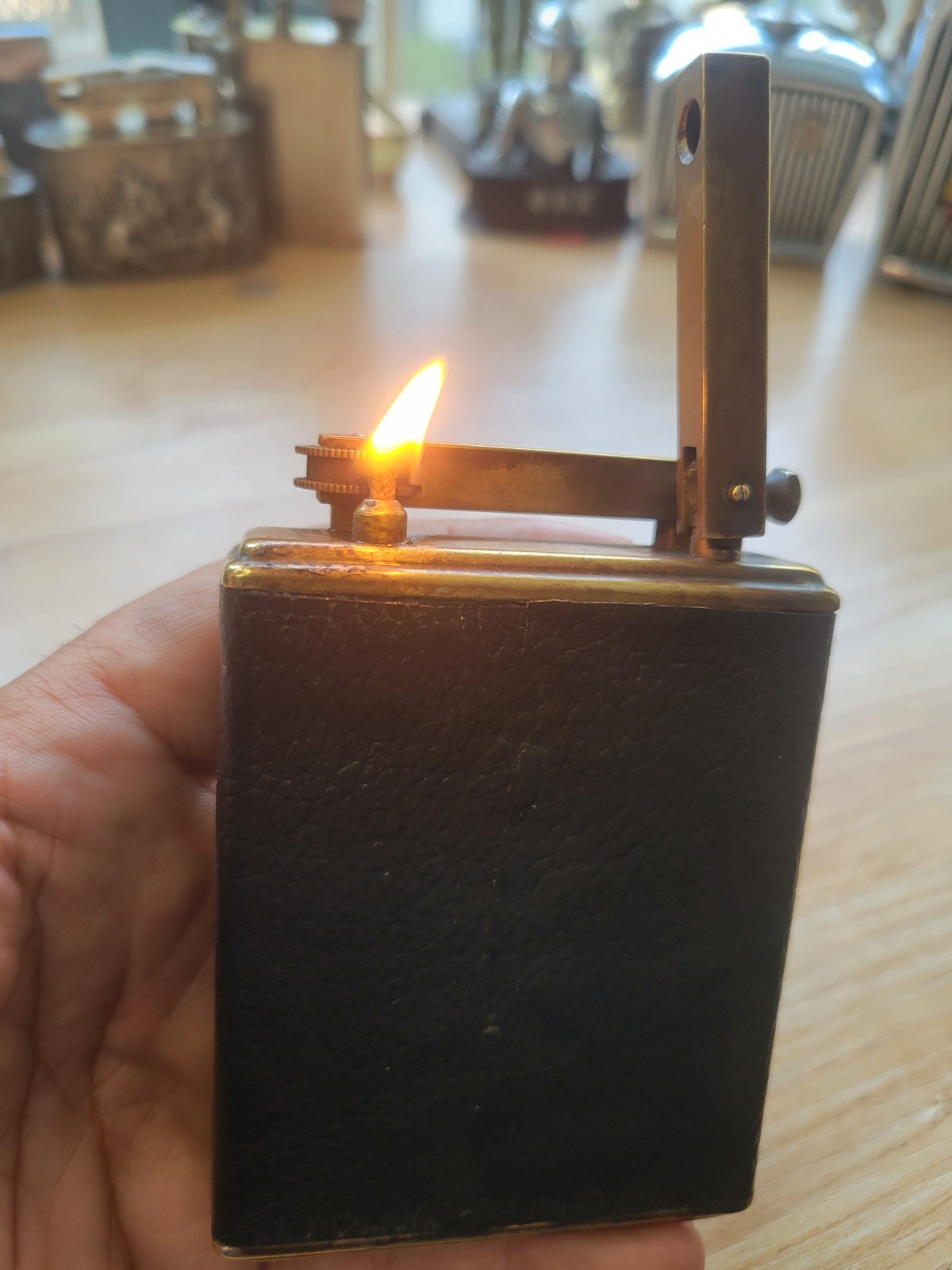 Vintage Table Lighter Black Leather Made in France (WORKING) Vintage Table Lighter Black Leather Made in France (WORKING)