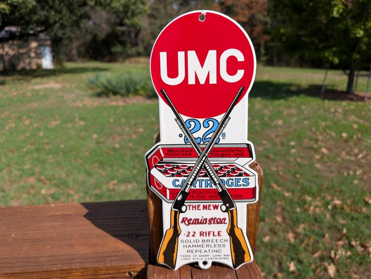 HEAVY THICK PORCELAIN REMINGTON 22 RIFLE UMC SIGN CARTRIDGES LONG RIFLE SHELLS HEAVY THICK PORCELAIN REMINGTON 22 RIFLE UMC SIGN CARTRIDGES LONG RIFLE SHELLS