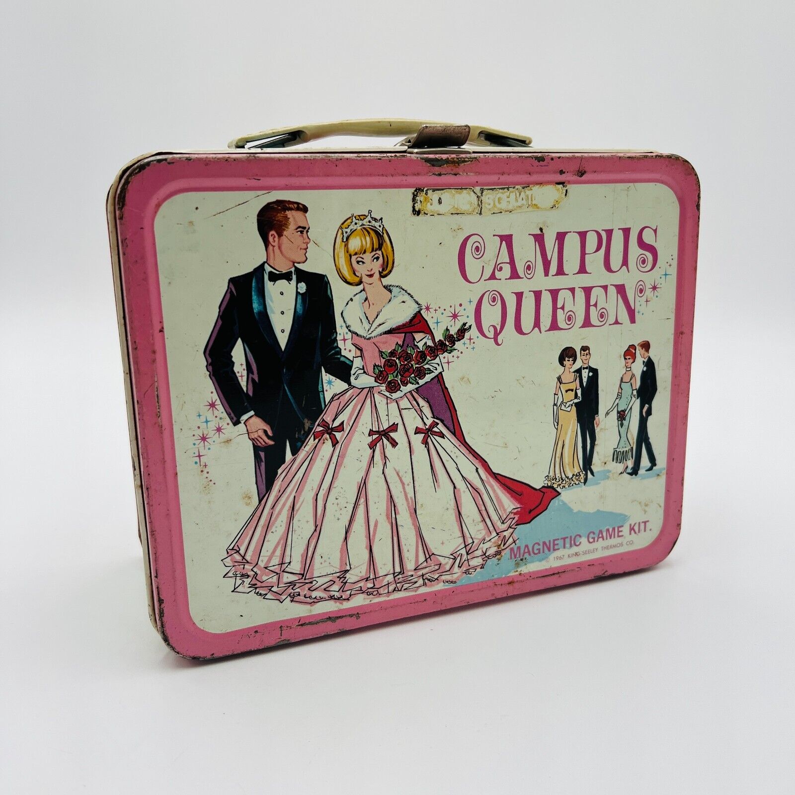 Vintage Campus Queen Metal Lunchbox King Seeley Thermos 1967 - Used Condition