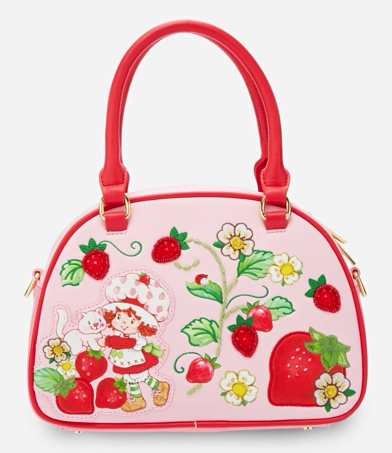 Strawberry Shortcake Pink & Red Strawberry Floral Design Handbag Purse Strawberry Shortcake Pink & Red Strawberry Floral Design Handbag Purse