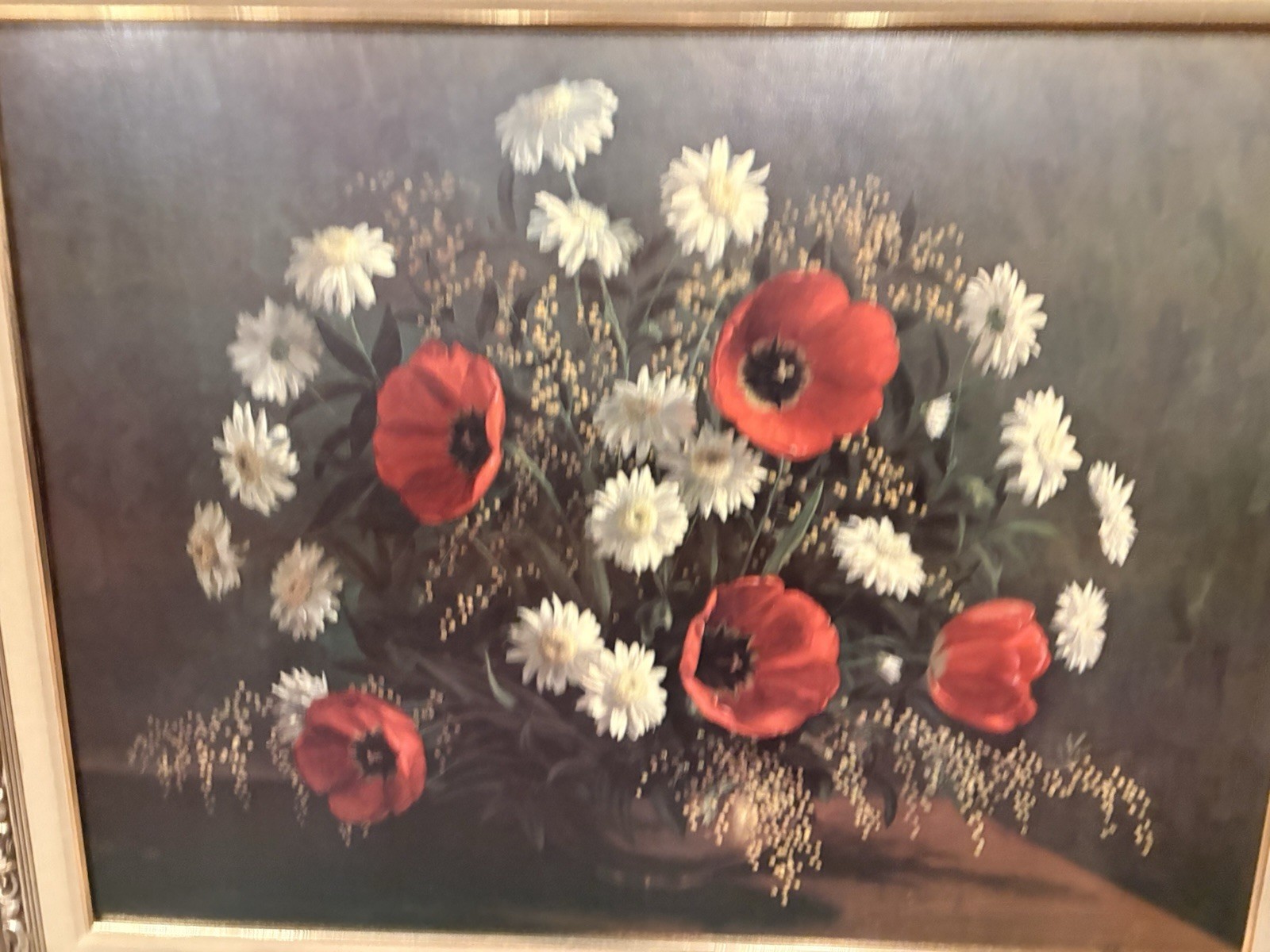 Vintage MCM Turner Wall Accessory "Gift of Flowers" Print by Hoffman Framed Vintage MCM Turner Wall Accessory "Gift of Flowers" Print by Hoffman Framed