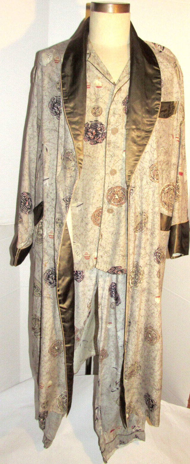 VINTAGE 1960s-70s JAPANESE PAJAMAS SHIRT/PANTS/ROBE ORIENTAL PATTERN JAPAN M VINTAGE 1960s-70s JAPANESE PAJAMAS SHIRT/PANTS/ROBE ORIENTAL PATTERN JAPAN M