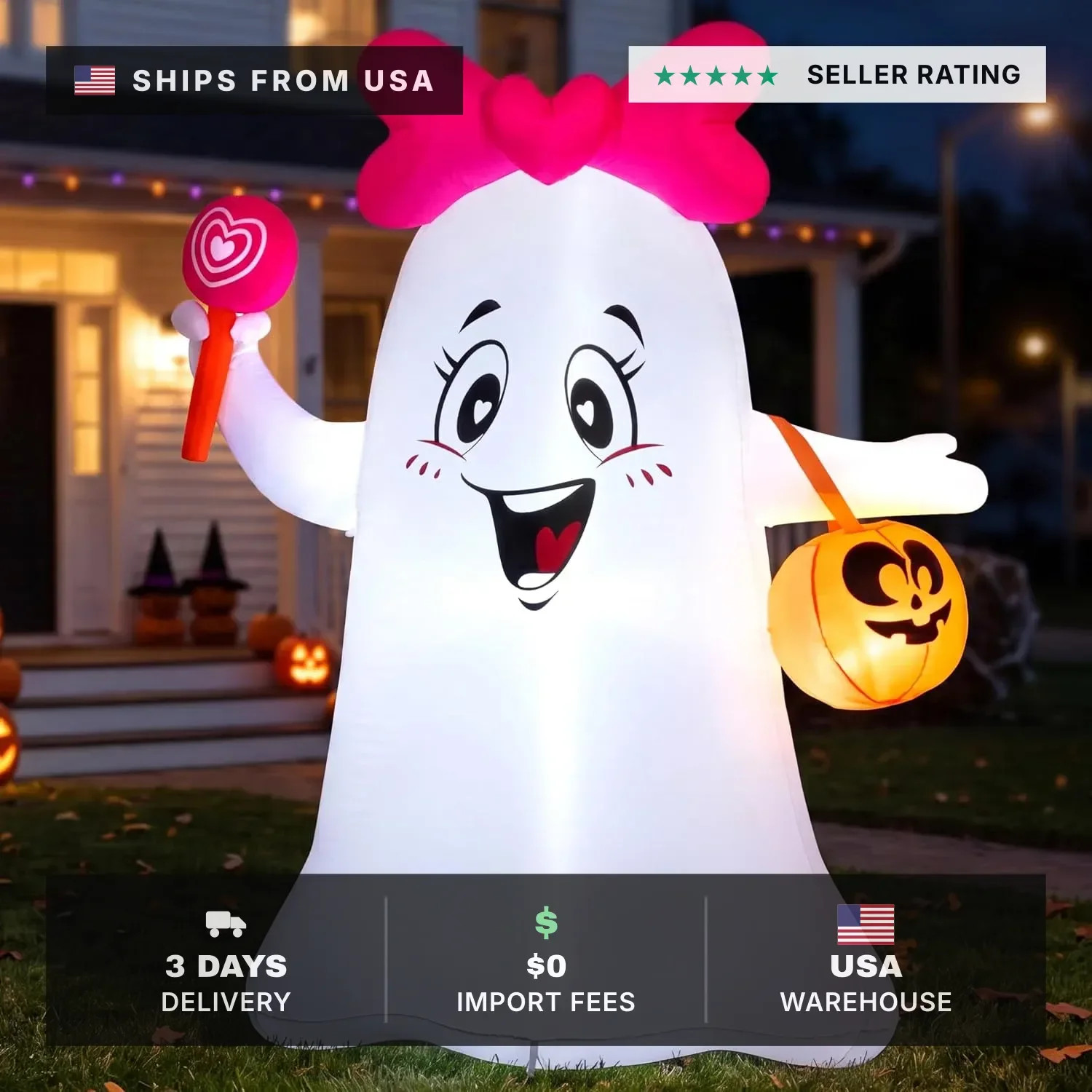 Joiedomi 5FT Halloween Inflatables Ghost Decoration, Cute Halloween Decorations Joiedomi 5FT Halloween Inflatables Ghost Decoration, Cute Halloween Decorations