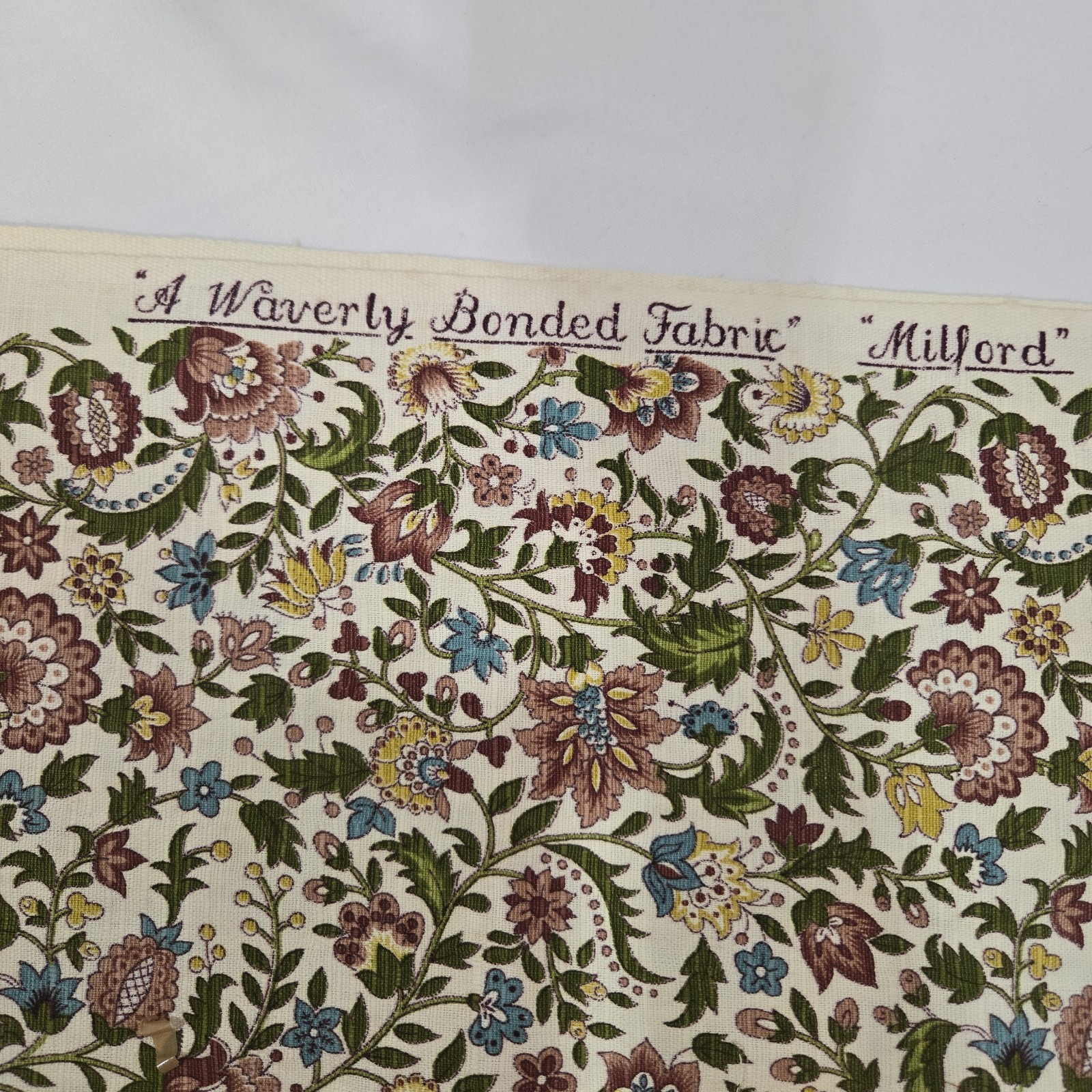 Vintage 1950s Waverly Milford Bonded Floral Fabric 48x80” 2.22 Yards